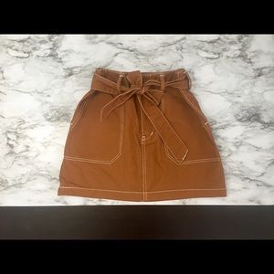 Brown Wild Fable Skirt with White Stitching